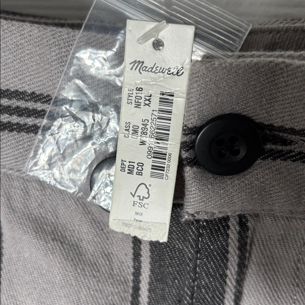 Madewell Men's XXL NWT Striped Lounge Shorts Hemp Cotton Gray Black